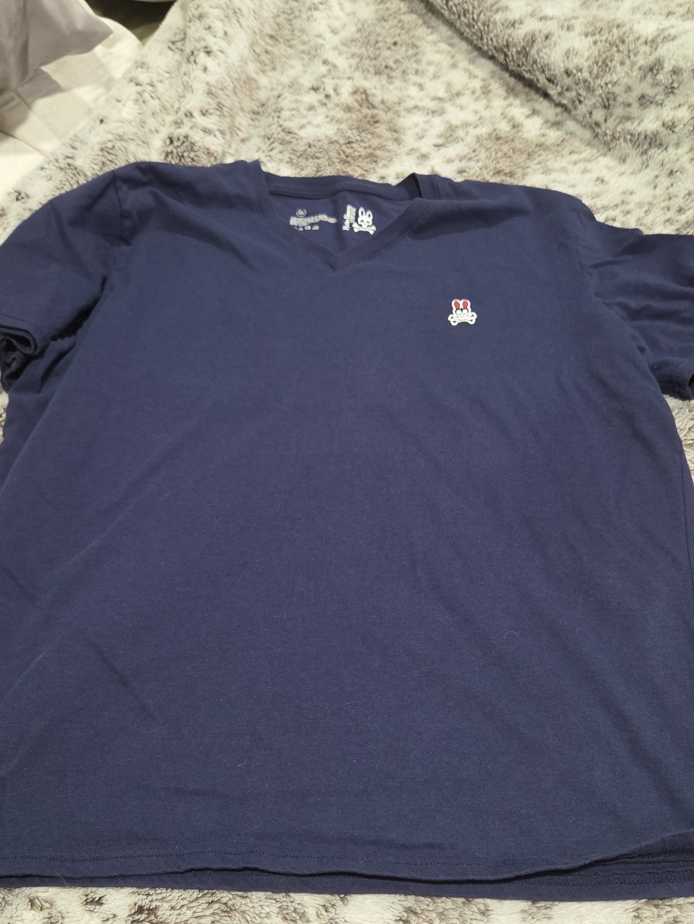 Psycho Bunny Navy V-Neck Short Sleeve Tee with Small Logo